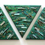 Mosaique et peinture -Triptyque Space -45X20cm