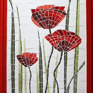 Mosaïque Coquelicots - Grès cérame - 60x50cm