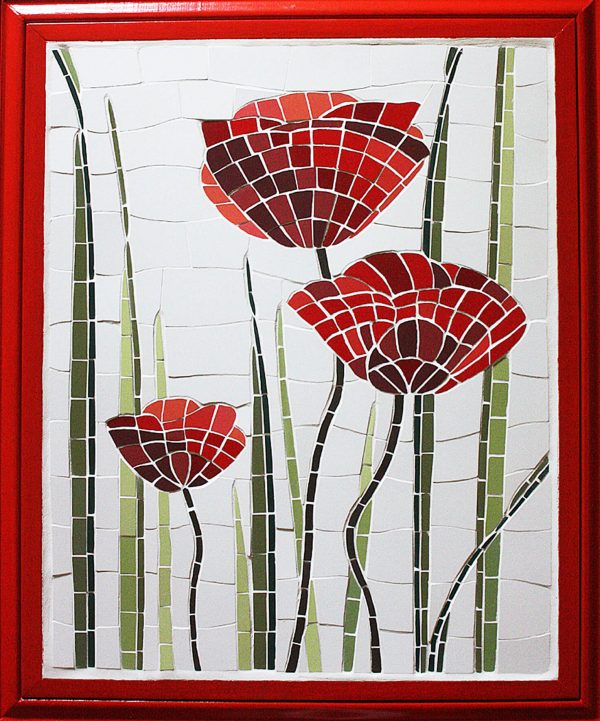 Mosaïque Coquelicots - Grès cérame - 60x50cm