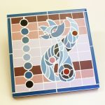 Mosaïque Dessous de plat chat bleu - Grés cérame - 20x20cm