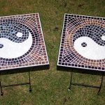 Mosaïque Guéridons yin-yang - Pâte de verre - 46x46x40 cm