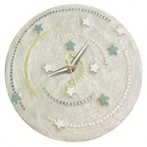 Mosaïque Horloge Etoiles - céramique - Diam 25,3 cm