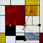 Mosaïque Horloge Mondrian - Verre spectrum - 30x30cm