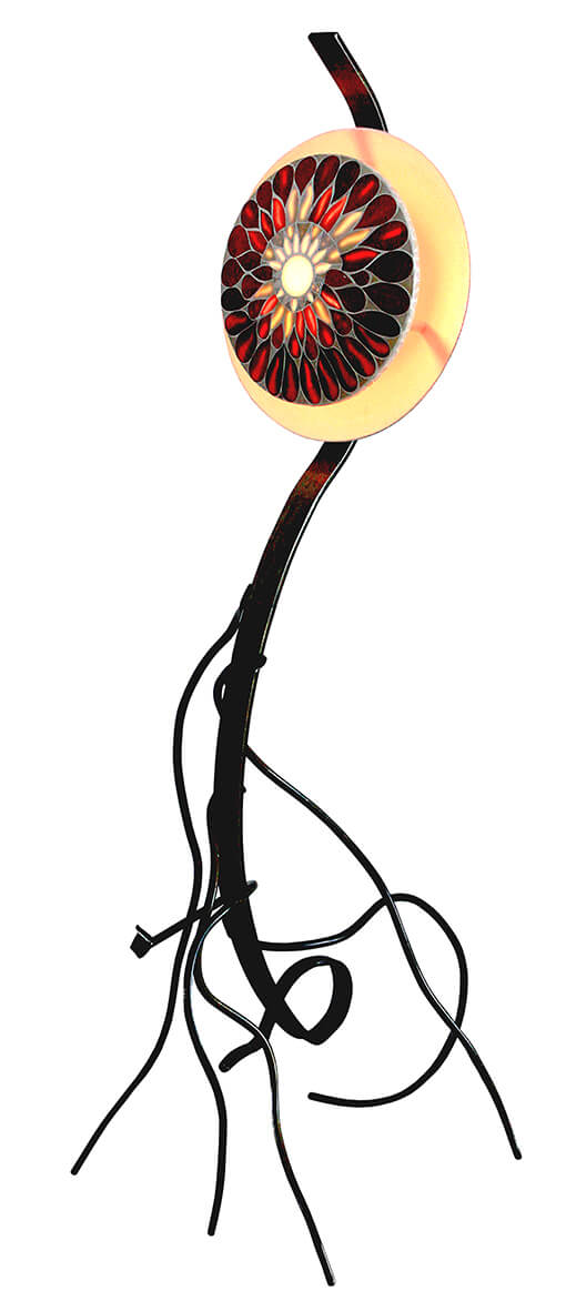 Mosaïque Lampe Incandescence - verre spectrum - fer forgé - 170x70x50cm