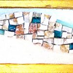 Mosaïque Linéaire bleu turquoise - minéraux, verre, aluminium, smalts 32x7cm