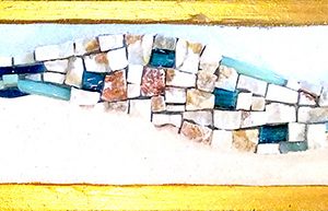 Mosaïque Linéaire bleu turquoise - minéraux, verre, aluminium, smalts 32x7cm