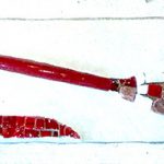 Mosaïque Linéaire rouge, Minéraux, verre, smalts 32x7cm