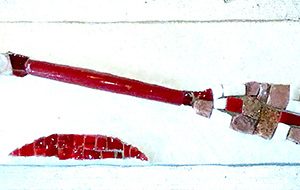 Mosaïque Linéaire rouge, Minéraux, verre, smalts 32x7cm