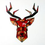 Mosaïque géométrique Cerf - verre vitrail 40x40cm