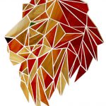 Mosaïque géométrique Lion - verre 40x30cm