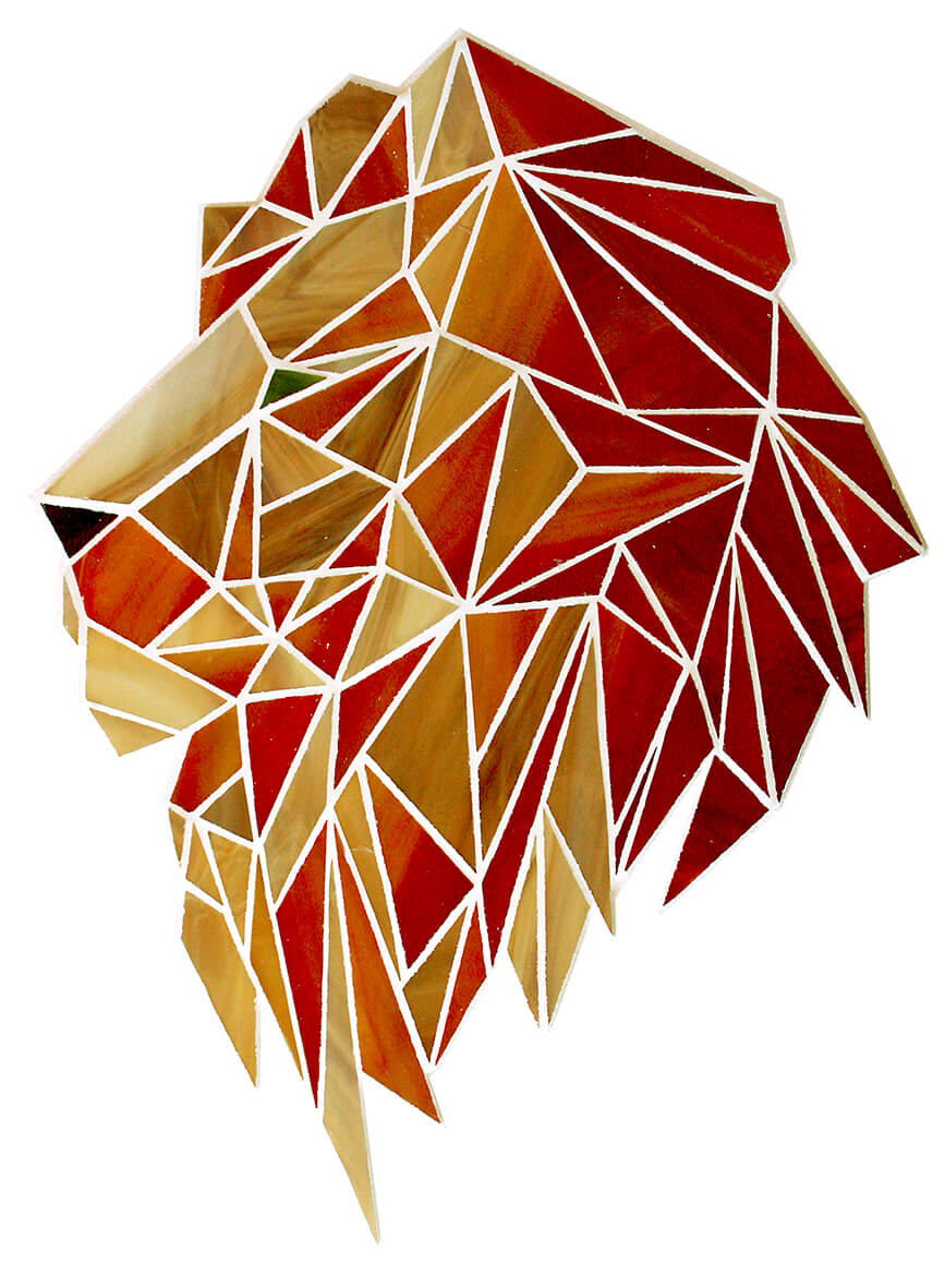 Mosaïque géométrique Lion - verre 40x30cm